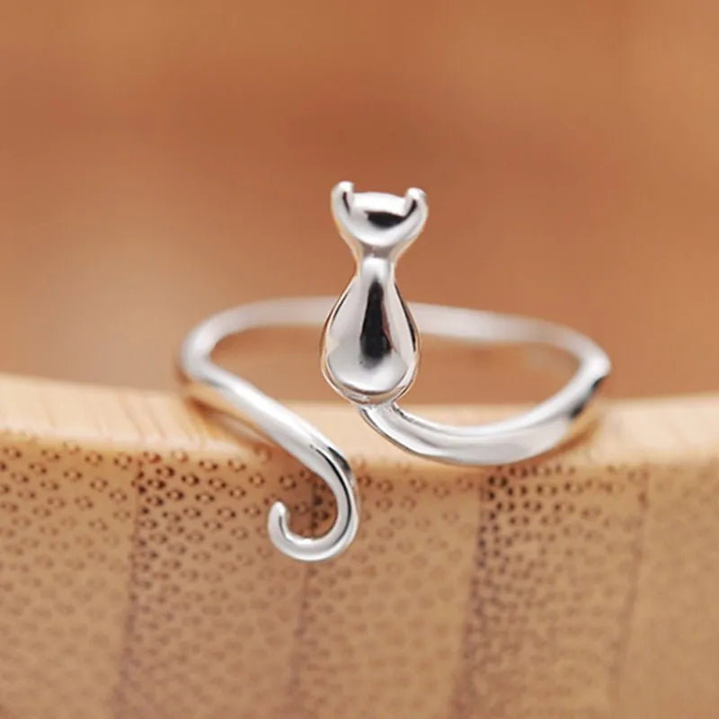 Silver Cat Ring